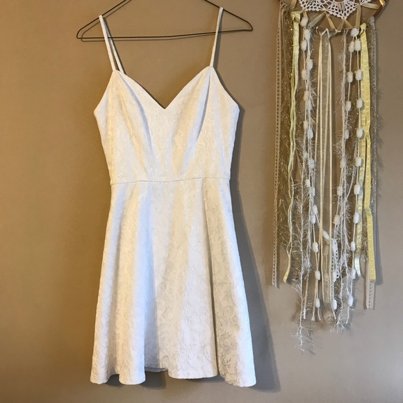 Aqua fit and flare white jacquard dress - Picture 1 of 5